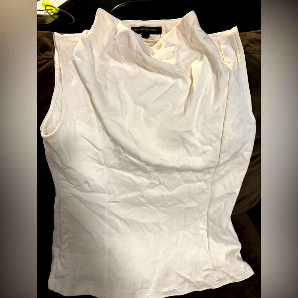 Black and White Banana Republic Cowl Neck Tanks